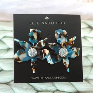 Lele Sadoughi Crystal Lily Earrings in Blue - Brand New (AUTHENTIC)